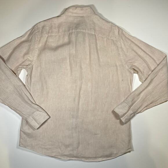 UNTUCKit Hudelot Slim Fit 100% Linen Button-Down Shirt L Orange Microstripe - Picture 7 of 10